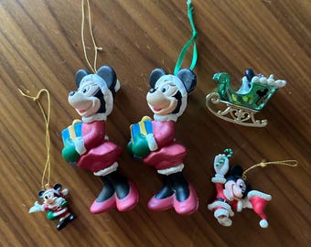 Vintage Walt Disney Ornaments Lot, Vintage Christmas Ornaments, Vintage Walt Disney, Mickey Mouse, Minnie Mouse
