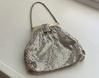 Whiting & Davis Silver Mesh Purse, Vintage Purse, Clutch, Silver, Purse, Funky, Eclectic, Vintage Fashion, Sleek Silver Purse, Made in USA