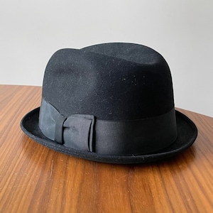 Vintage Male Black Felt Hat by KIMBALL, Kimball&#39;s Hat, Vintage Hat, Bowler Hat, Dicken&#39;s Quartet Hat, Vintage Felt Hat, Black Hat, Men&#39;s Hat