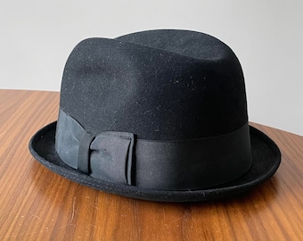 Sombrero de fieltro negro masculino vintage de KIMBALL, sombrero de Kimball, sombrero vintage, sombrero de bolos, sombrero de cuarteto de Dicken, sombrero de fieltro vintage, sombrero negro, sombrero de hombre