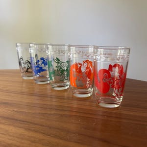 Vintage Swanky Swig Juice Glasses, Set of Five, Breakfast Glasses, 1950s, Juice Glasses, MCM Juice Glass, Kraft