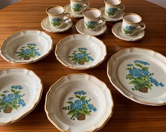 Mid Century MIKASA Garden Club: Bells of Blue, Set of 15, Blue