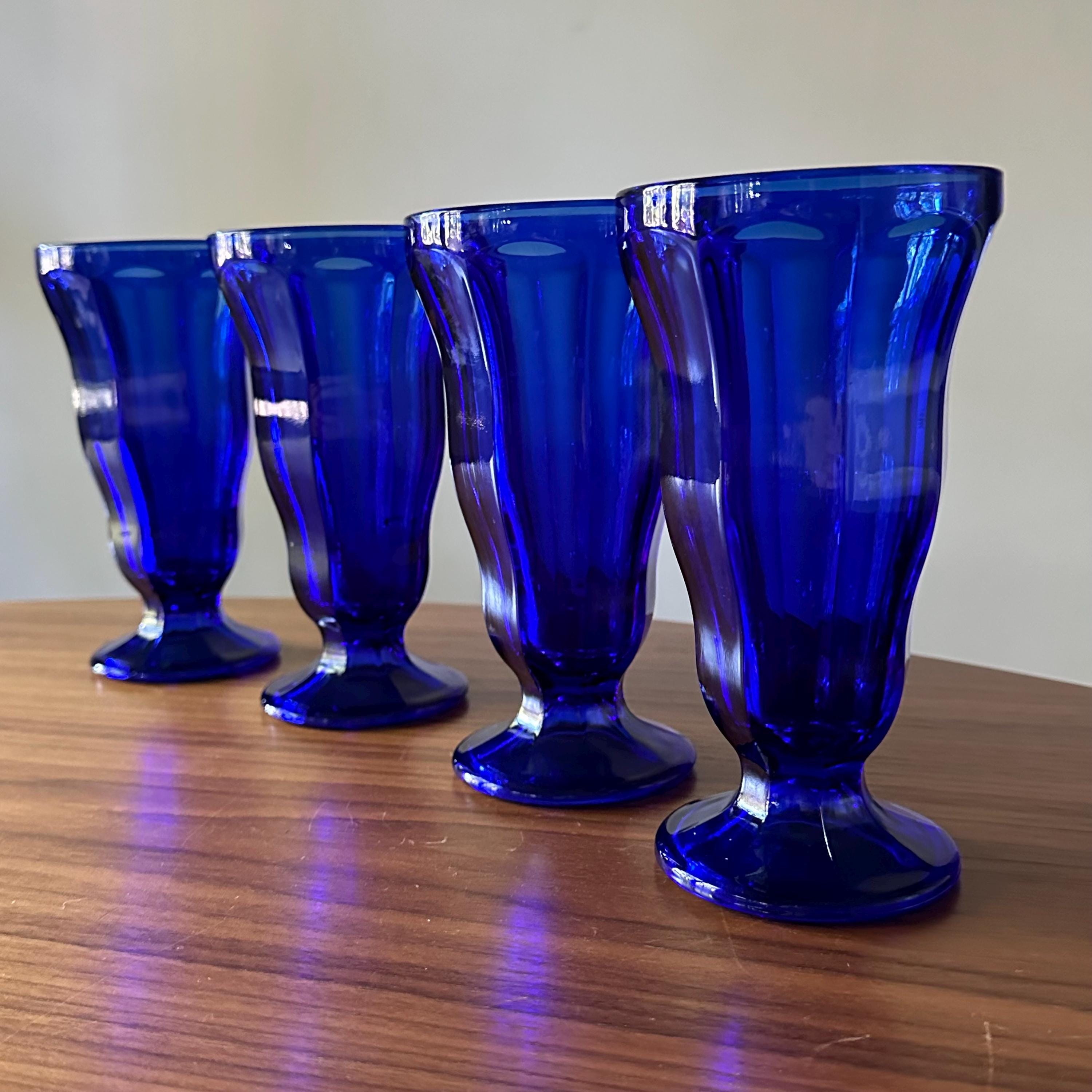 Vintage Cobalt Blue Glasses: Set of Four, Anchor Hocking