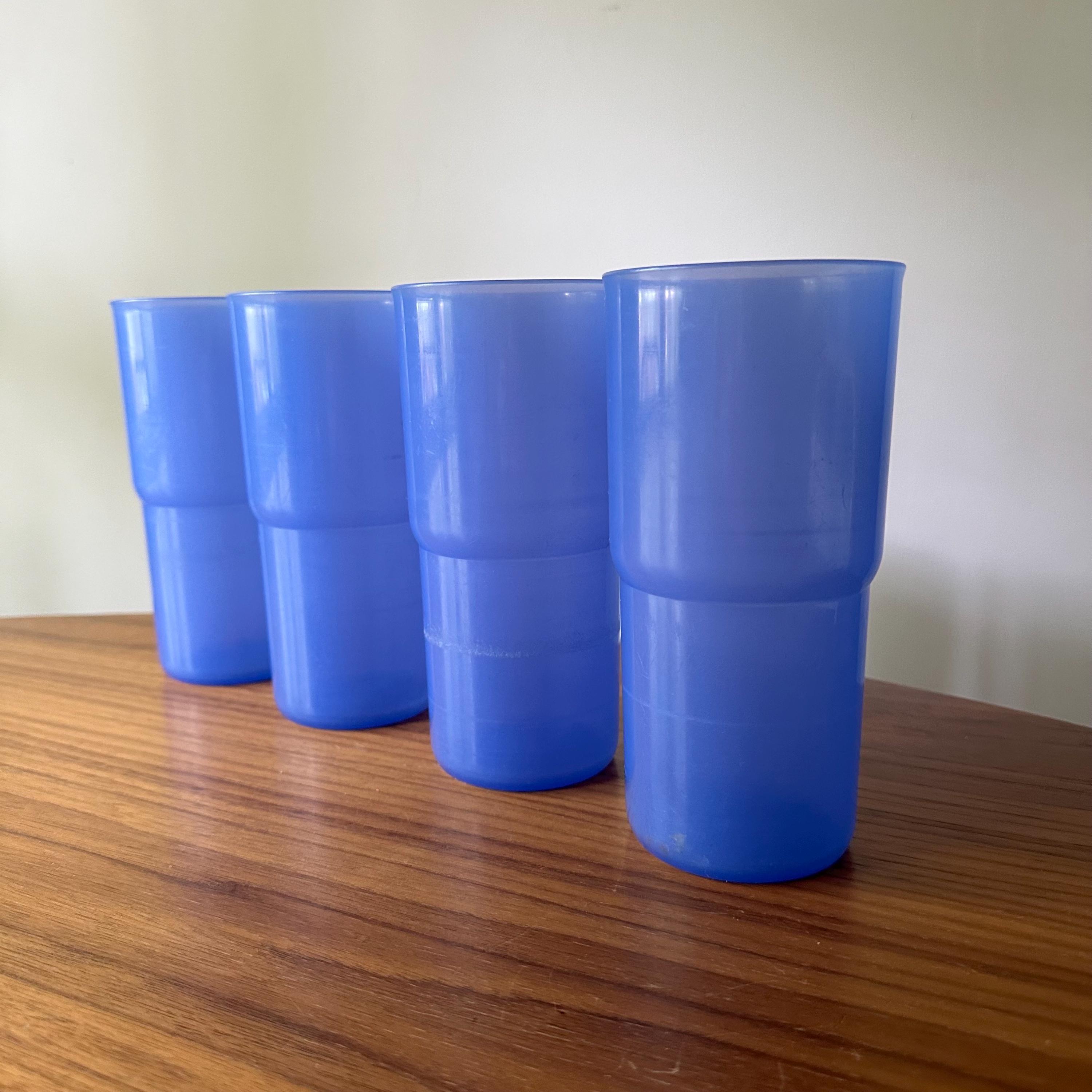 Blue Tupperware Cups, Set of Four, Vintage Tupperware, Vintage Cups, Plastic Cups,  #2413, Tupperware, Stacking Cups, Plastic Cups