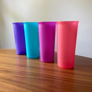Vintage Tupperware Cups, Set of Four, Vintage Tupperware, Tupperware Tumblers, Vintage Cups, Rainbow Cups, Tupperware, Plastic Cup, #115