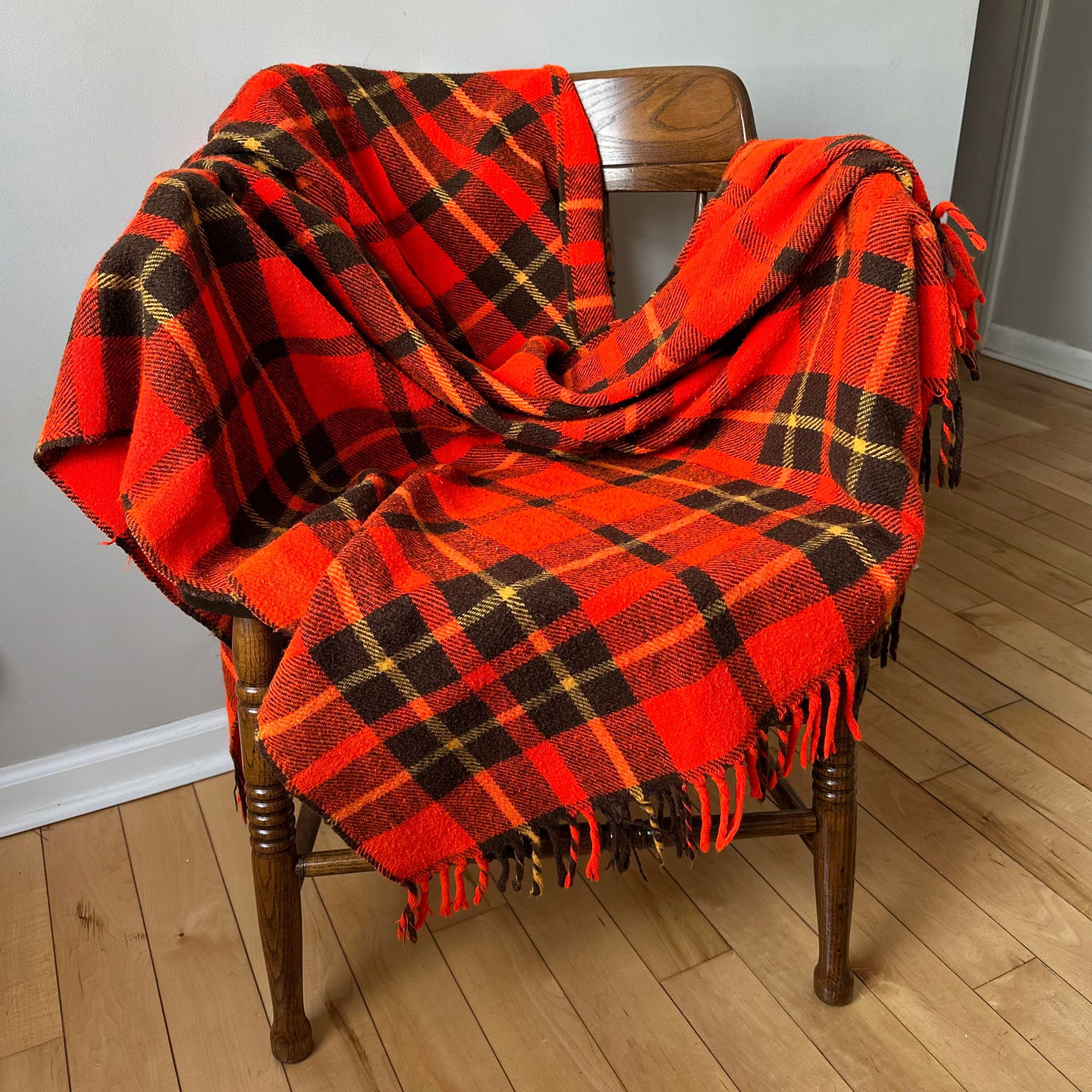 Vintage Plaid Wool Blanket, Faribo Wool Blanket, Made in USA
