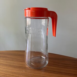 Glass TANG Pitcher, Vintage TANG Pitcher, Vintage Glass Pitcher, Juice Pitcher, Glass Juice Pitcher, TANG, Promo, Anchor Hocking