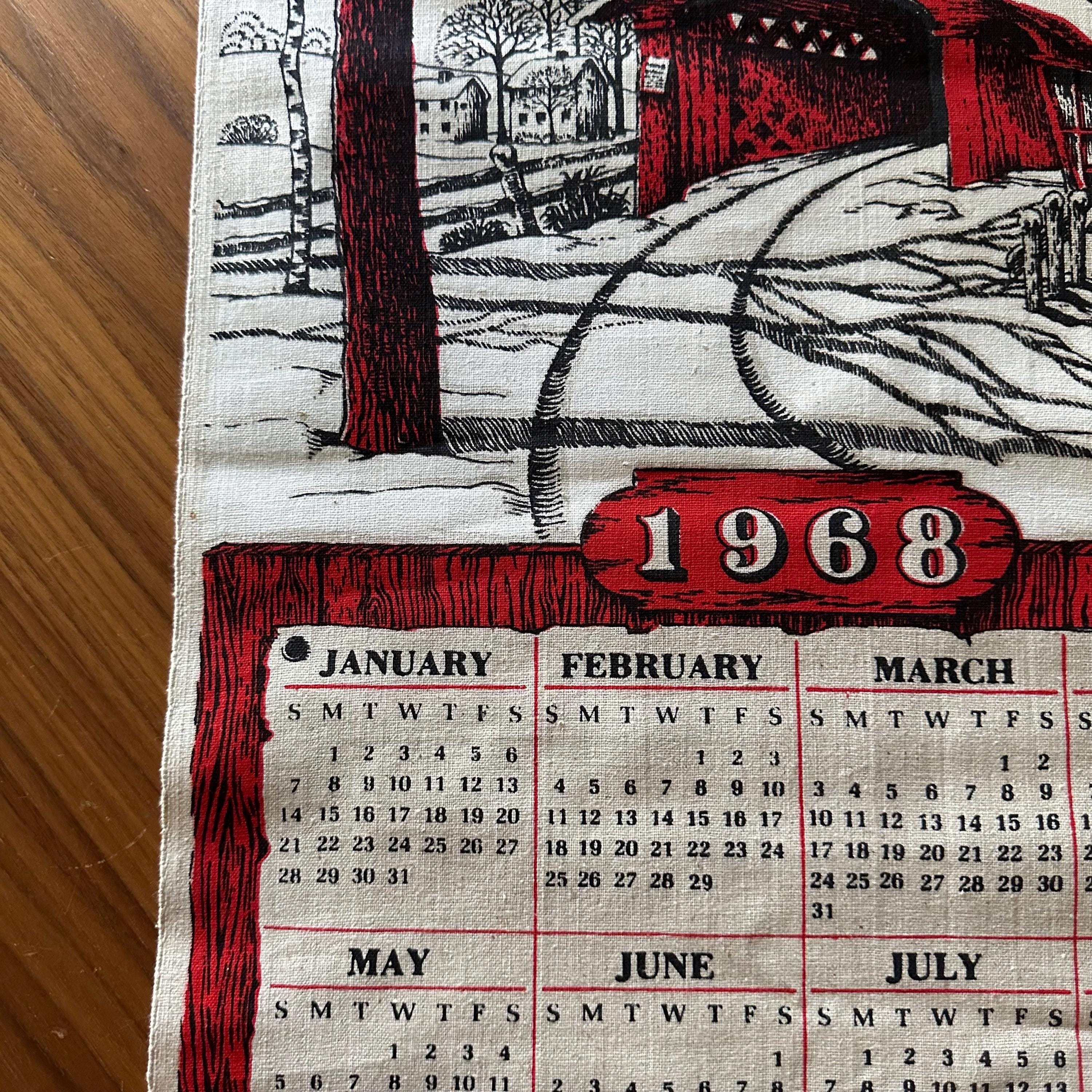 Vintage Linen Calendar/tea Towel: 1968 - Etsy