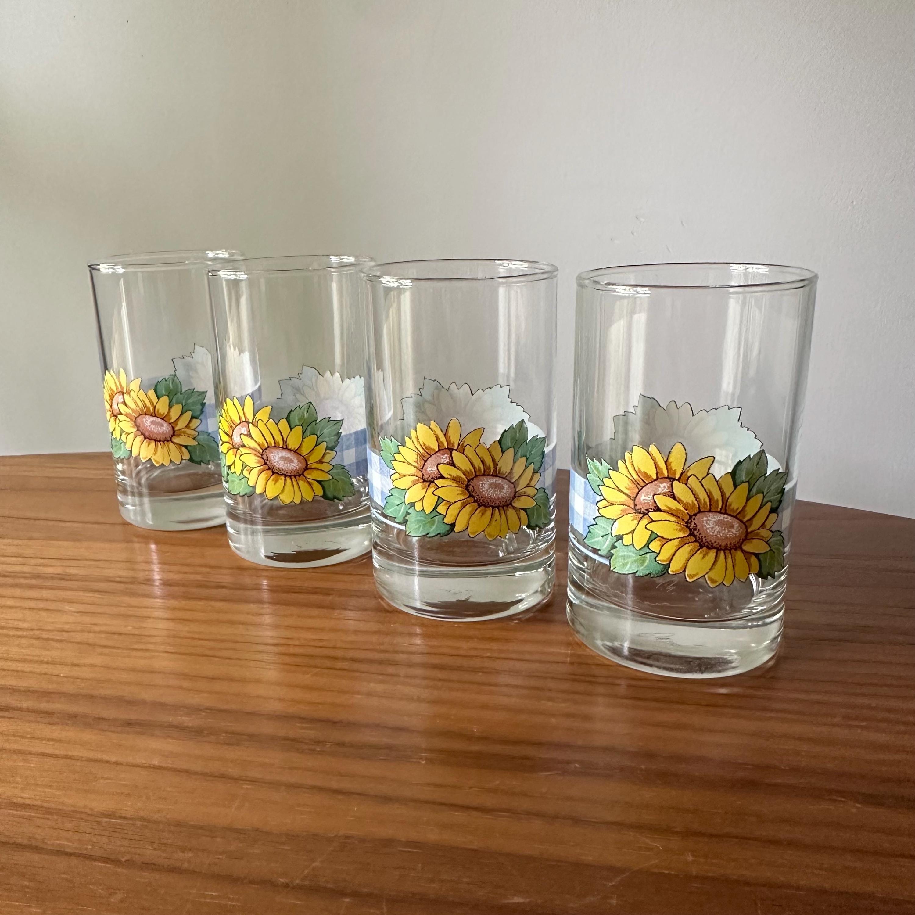 ヴィンテージ 太陽柄 グラス 4個セット Sunflower Vintage Glassware - Etsy