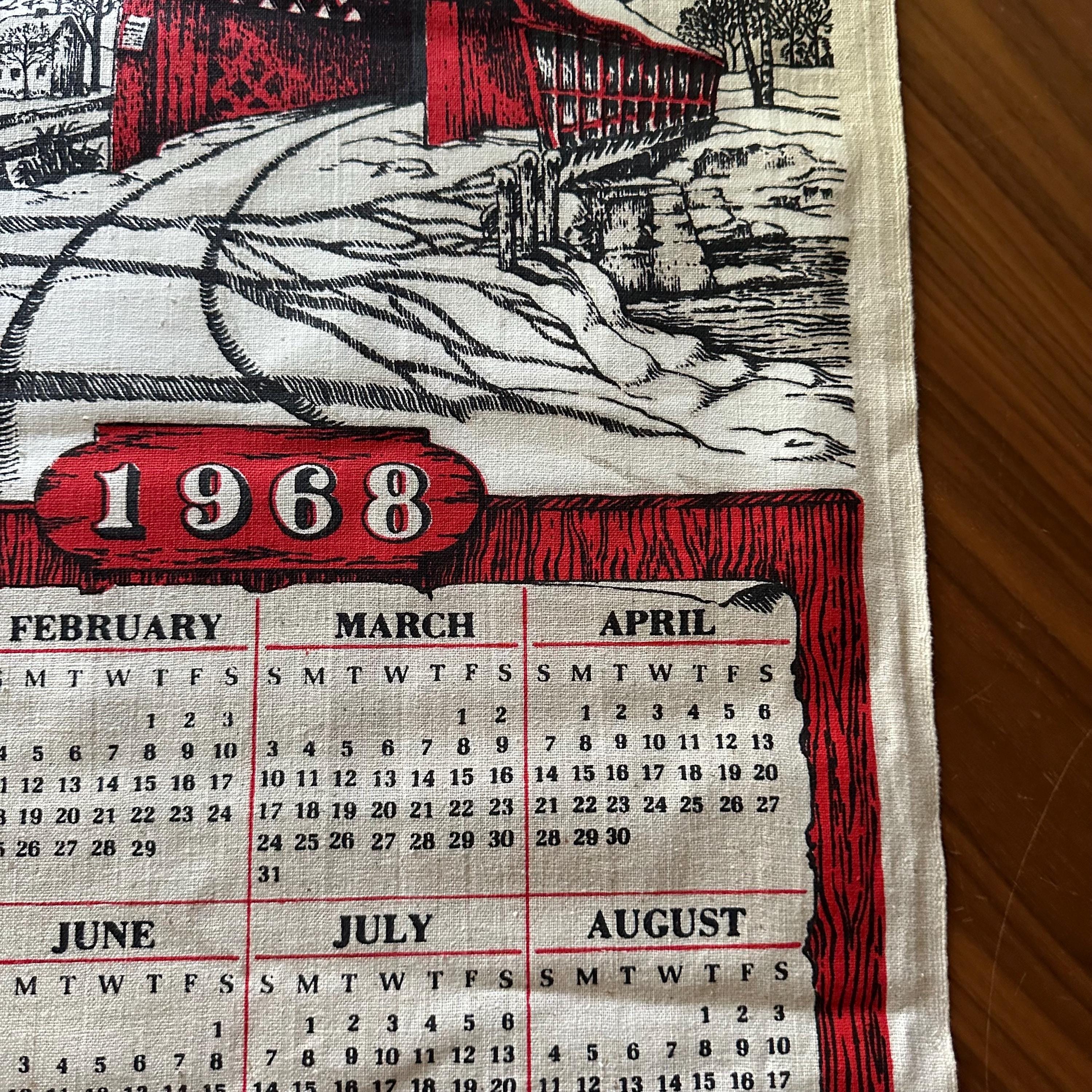 Vintage Linen Calendar/tea Towel: 1968 - Etsy