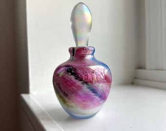 Vintage Iridescent Glass Perfume Bottle, 1997 Gibson Glass, Vintage Perfume Bottle, Pink and Blue Glass Bottle, Vintage Bottle
