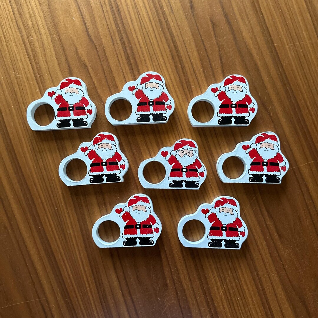 Vintage Santa Napkin Rings, Set of Eight, Christmas Table, Santa ...