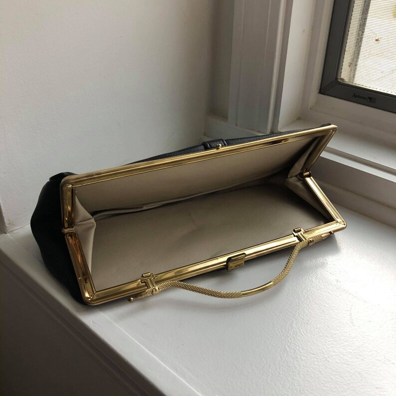 Sleek Black Purse Vintage Purse Vintage Fashion Funky Purse Vintage Black Purse Black Eclectic Clutch