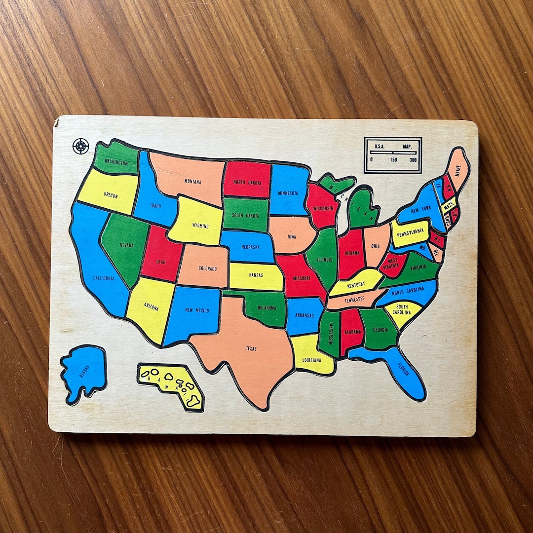Wooden State Puzzle, Map of the United States, Wooden United States Map
