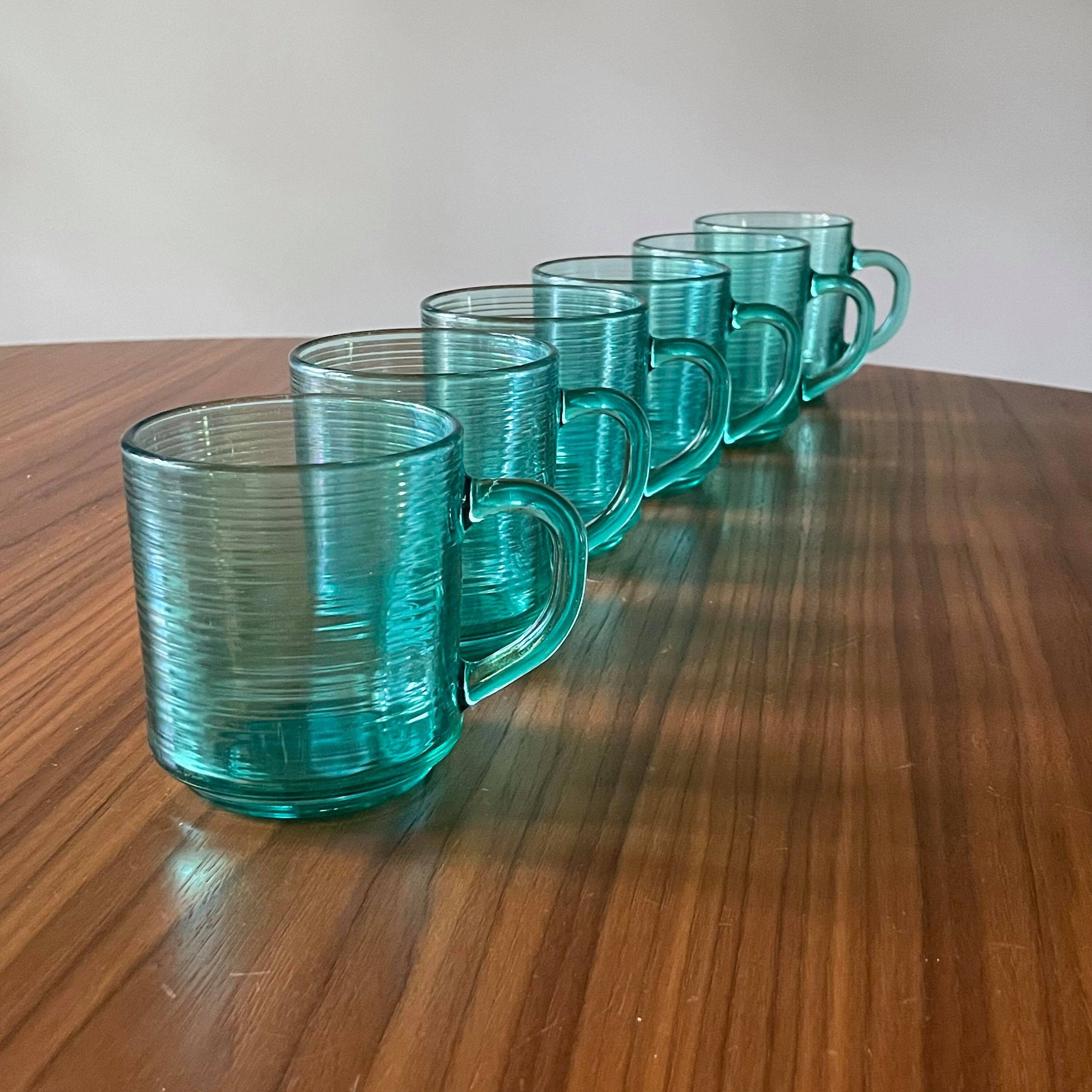 Arcoroc France Seafoam Glass Mugs Set Of 6 Vintage Glass Etsy