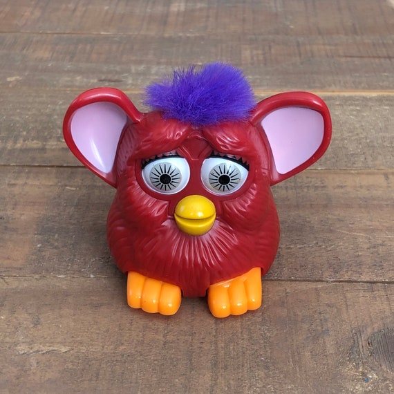 Vintage Furby Mcdonald's Toy, 1998, Plastic Furby, Mini Furby, Red