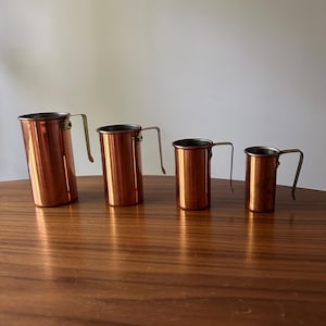 Copper Measuring Cups, Set of Four, Vintage Measuring Cups, Copper Cups, Measuring Cups, Vintage Copper, Measuring Cups Set