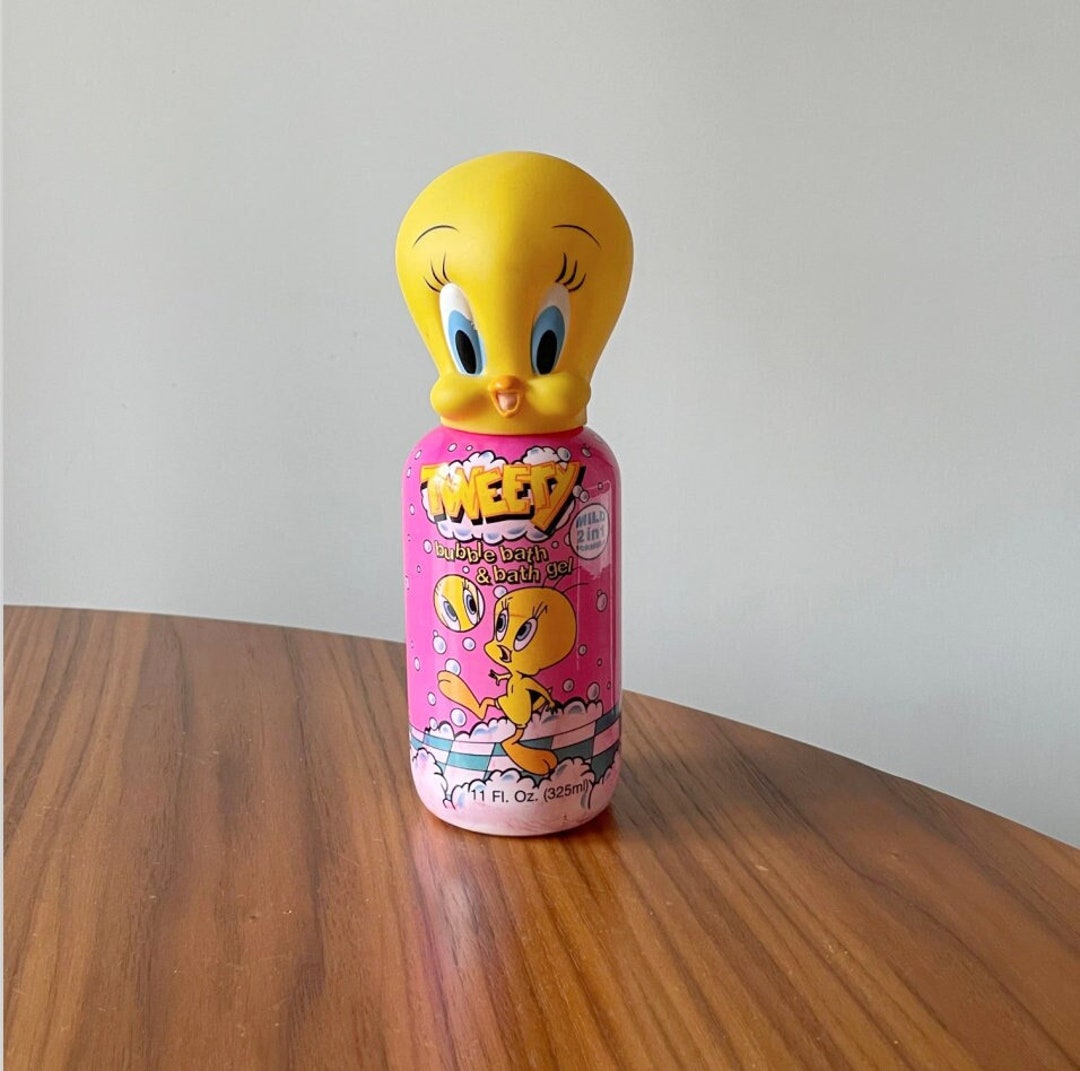 レトロ　ニッスイ水筒 アタック1200 Sylvester & Tweety 1996 Vintage Tweety Bubble Bath Bottle, Looney Tunes Warner Bros