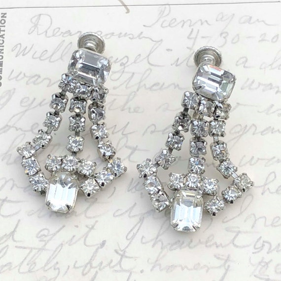 Crystal Clip-on Earrings, Vintage Clip-on Earring… - image 1