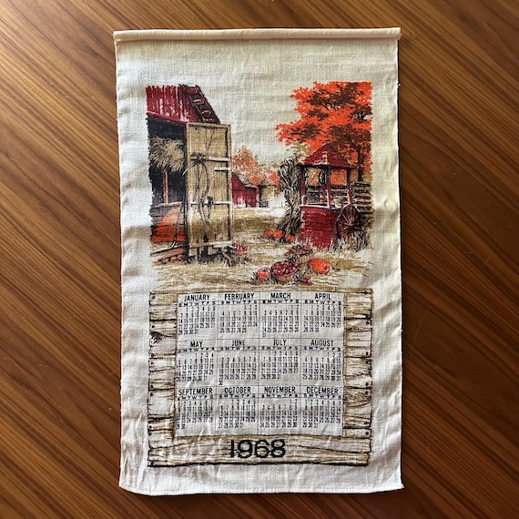 Vintage Linen Calendar/tea Towel: 1968 - Etsy