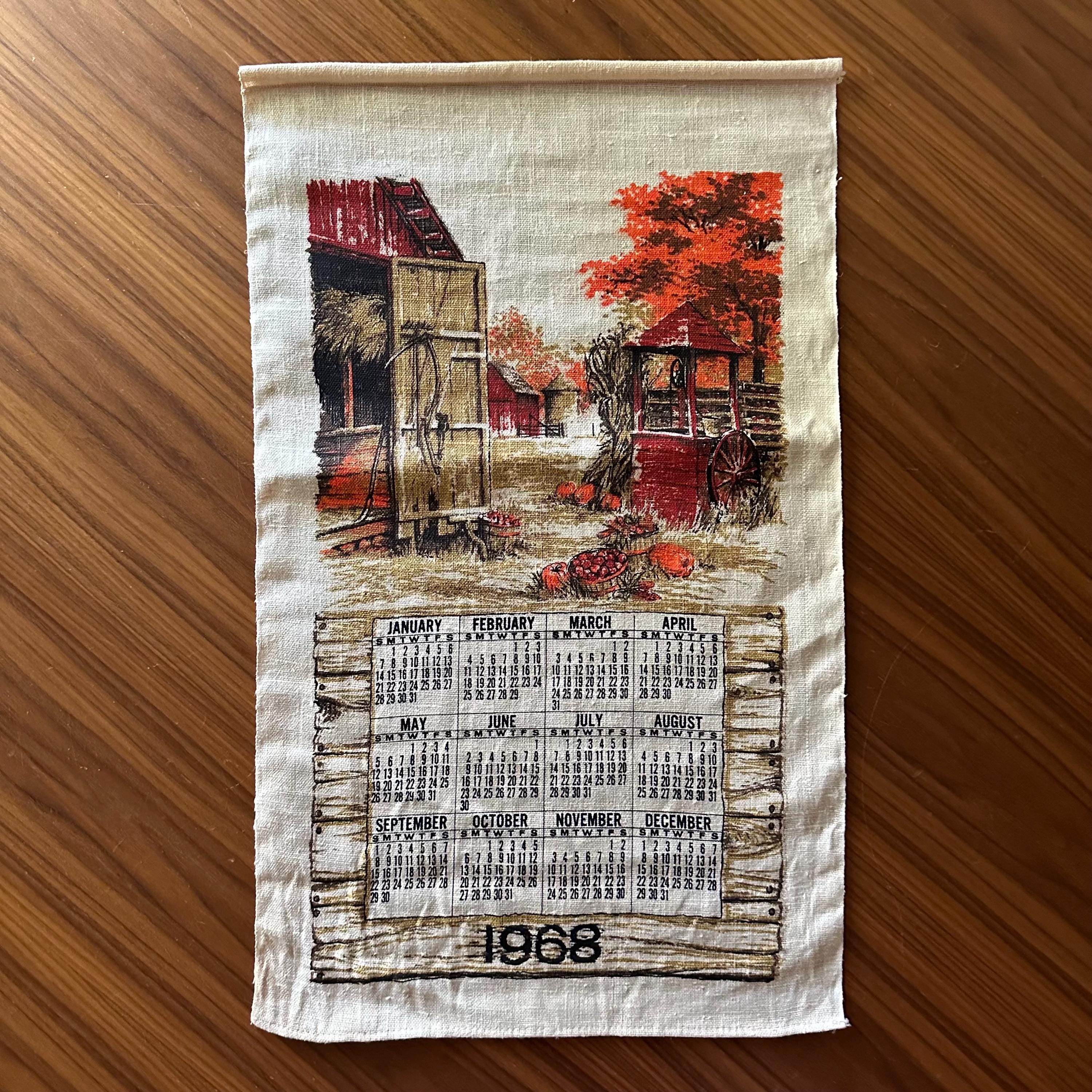 Vintage Linen Calendar/tea Towel: 1968 - Etsy