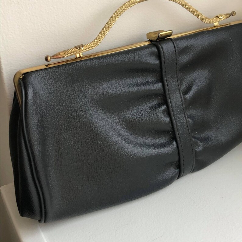 Sleek Black Purse Vintage Purse Vintage Fashion Funky Purse Vintage Black Purse Black Eclectic Clutch