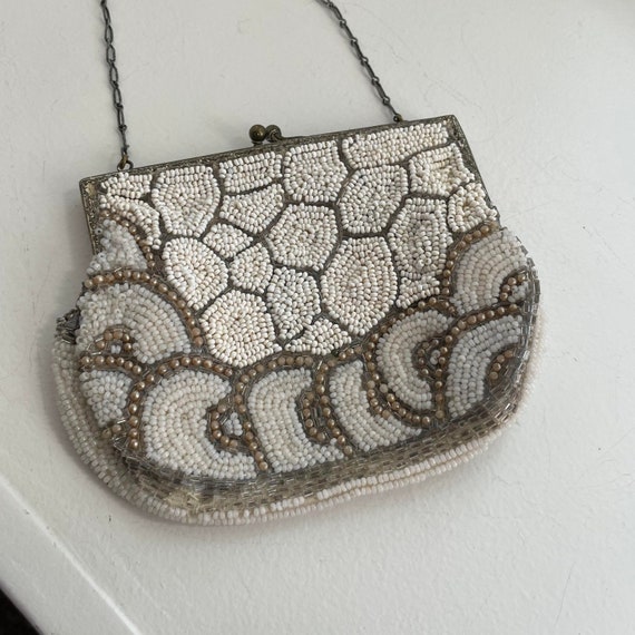 Vintage Beaded Purse, Vintage Purse, Bead Purse, Beaded Purse, Bubble Purse, Vintage Handbag, White Purse, Bridal Purse, Regale