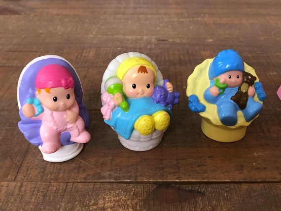 Fisher Price Little People Toys Set of Six Babies and Strollers