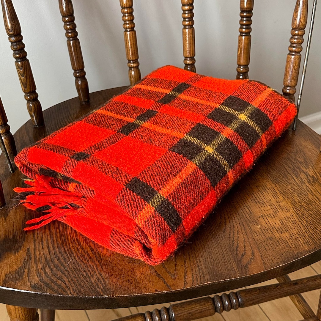 Vintage Plaid Wool Blanket, Faribo Wool Blanket, Made in USA, Faribault