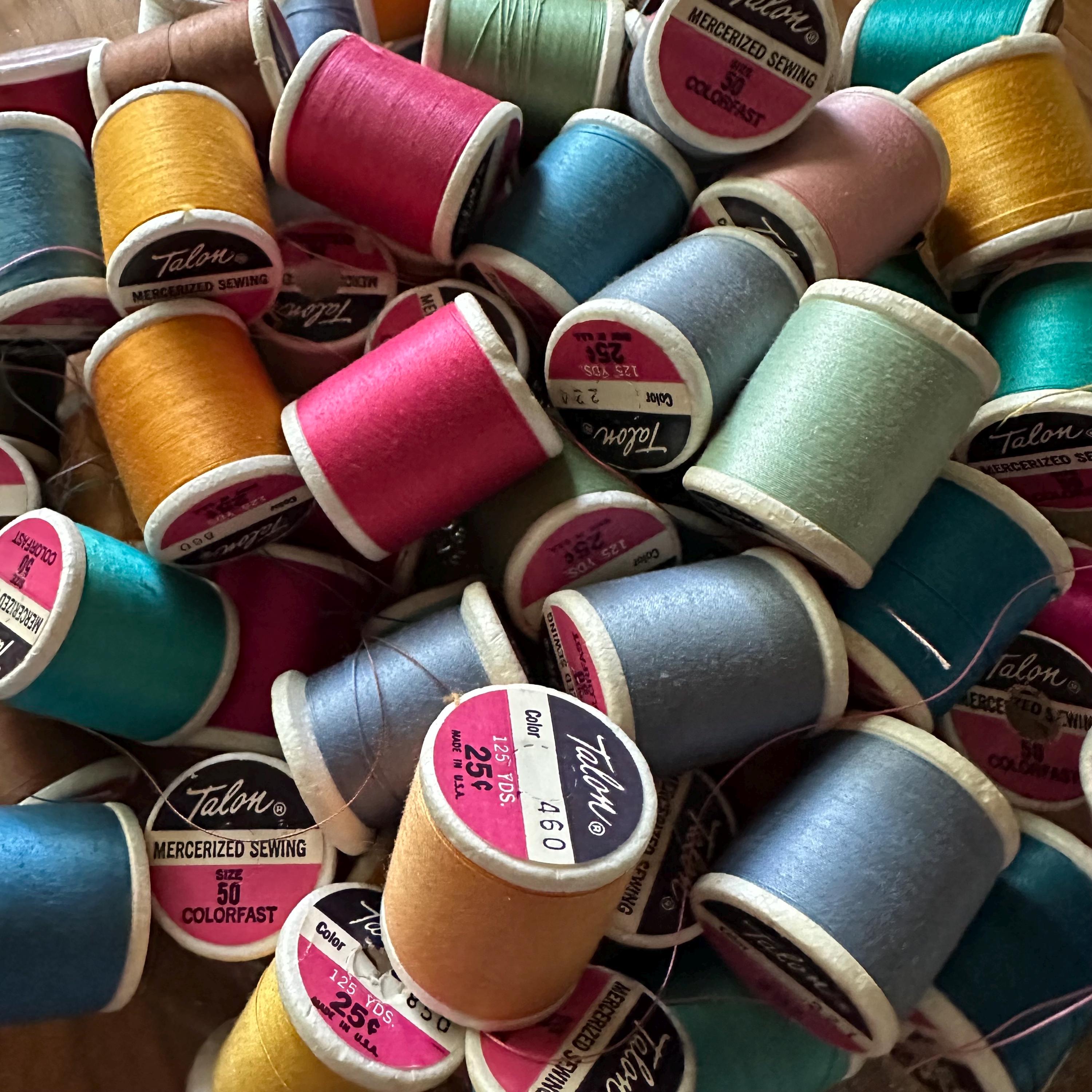 Vintage Wooden Spools of Thread, 25 Spools, Talon Mercerized Thread ...