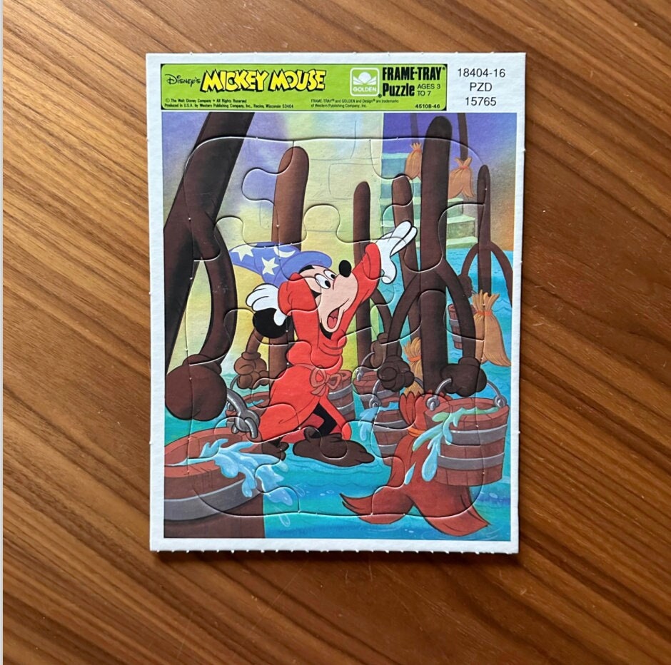 Vintage Sorcerer's Apprentice Tray Puzzle, Vintage Walt Disney