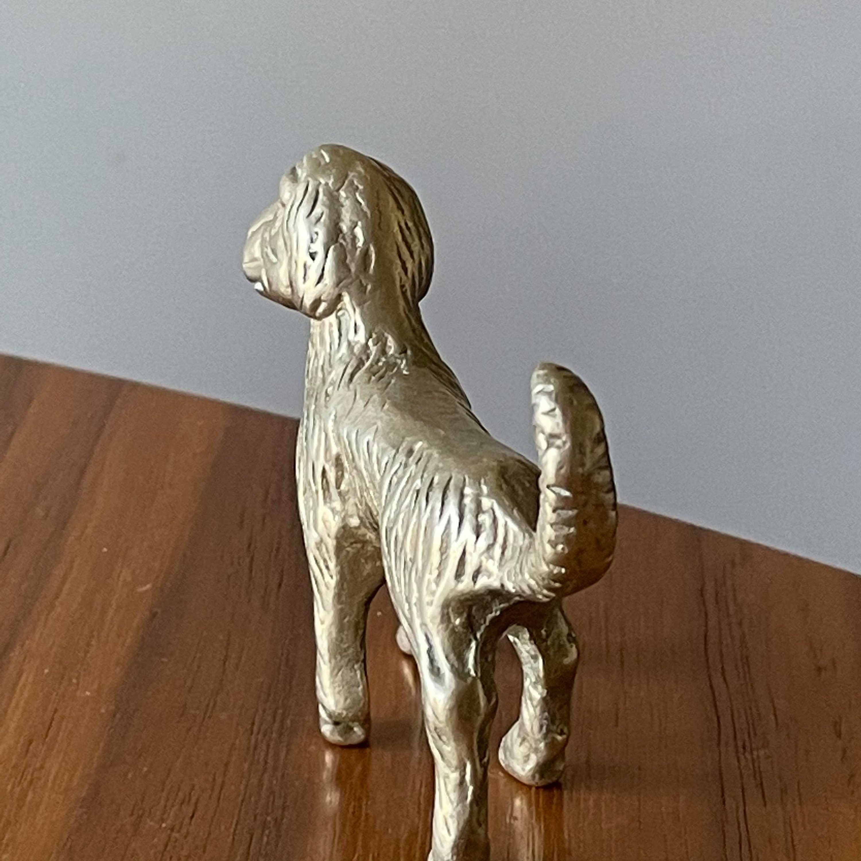 Vintage Brass Dog Figurine, Miniature Animal Decor - Etsy