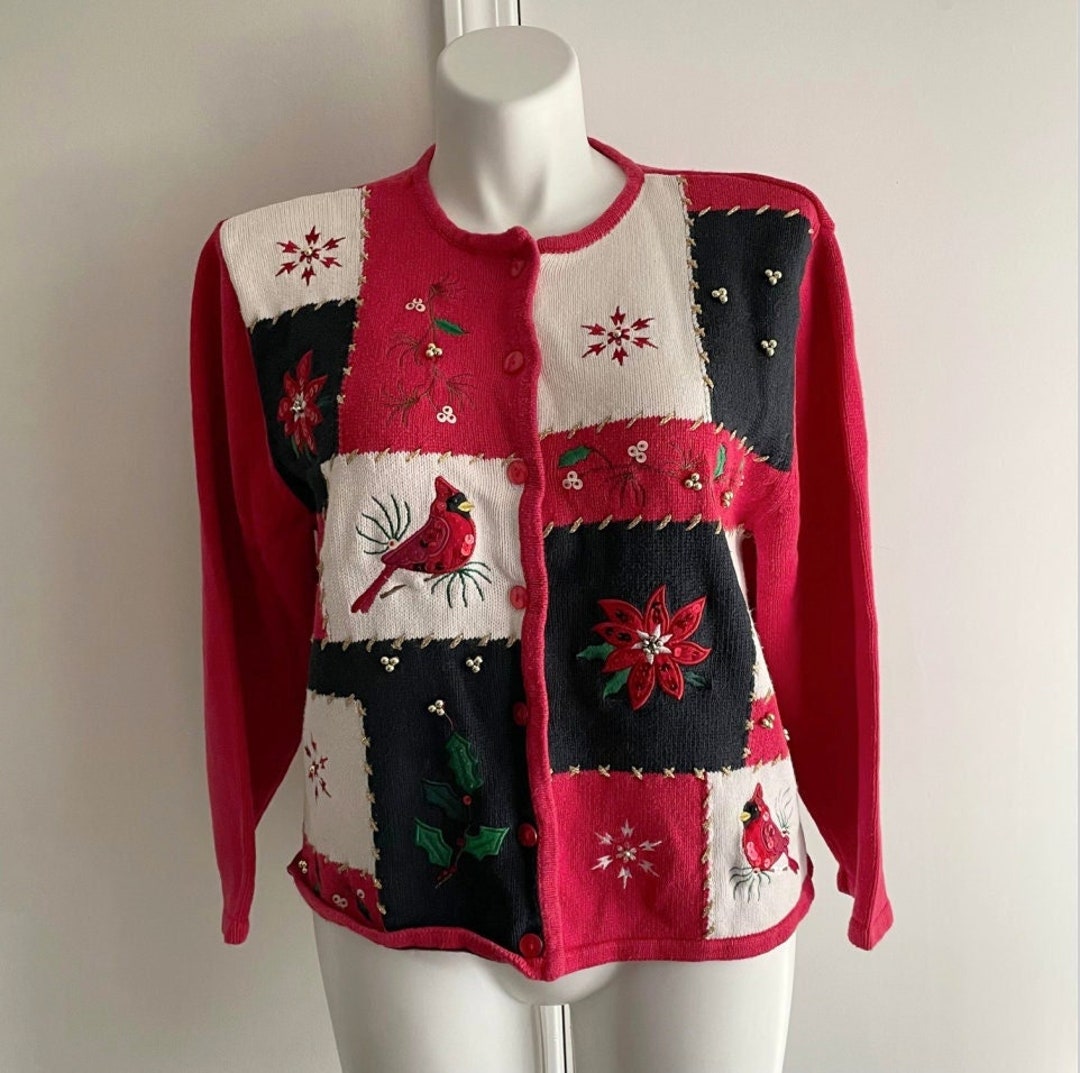 Ugly Christmas Sweater Size XL Holiday Sweater Cardinals - Etsy