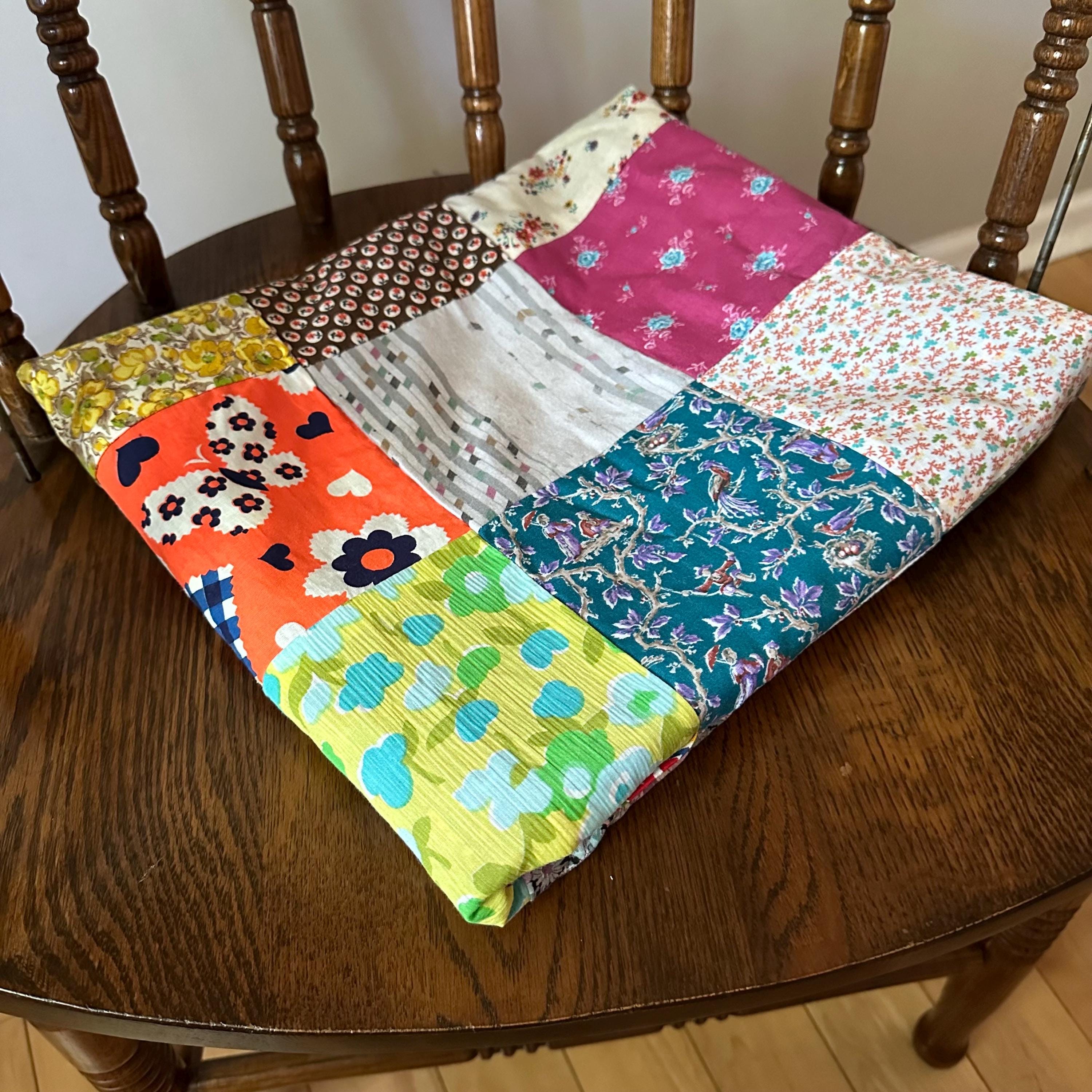 Vintage Patchwork Quilt Top, Eclectic, Mismatched Quilt, Rainbow