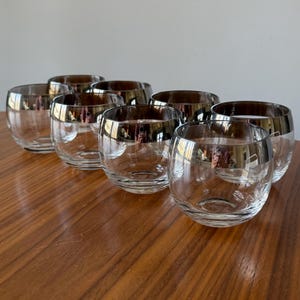 Vintage MCM Roly Poly Glasses: Set of Eight, MCM, Clear Old Fashion Stemless Wine Glasses, Vintage Barware, Libbey