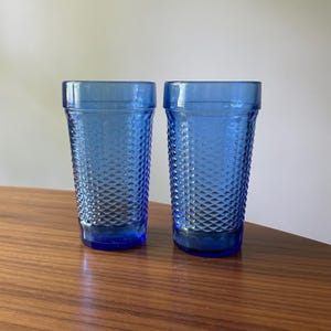 Vintage Blue Tumbler Glasses, Set of Two, Vintage Blue Glass
