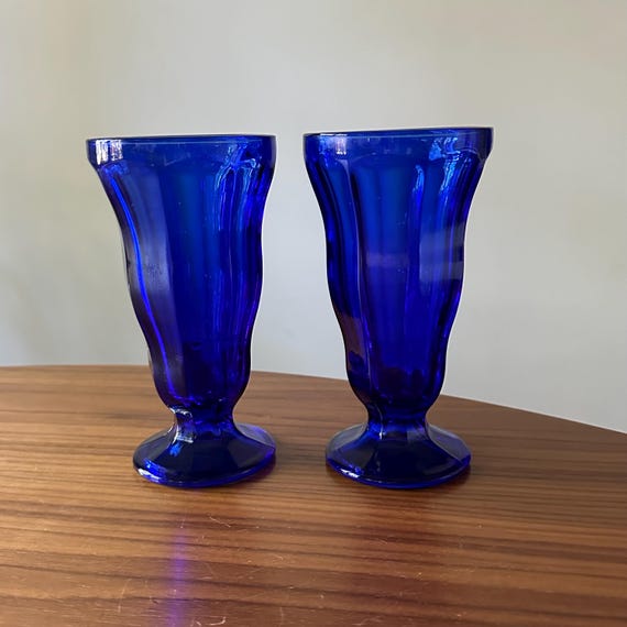 Vintage Cobalt Blue Glasses: Set of Two, Anchor Hocking, Blue