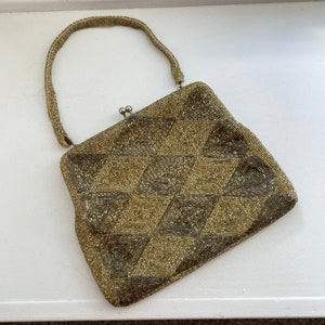 Gold Beaded Sequin Purse, Vintage Beaded Purse, Vintage Purse, Gold Beaded, Vintage Handbag, Vintage Purse, By Richere