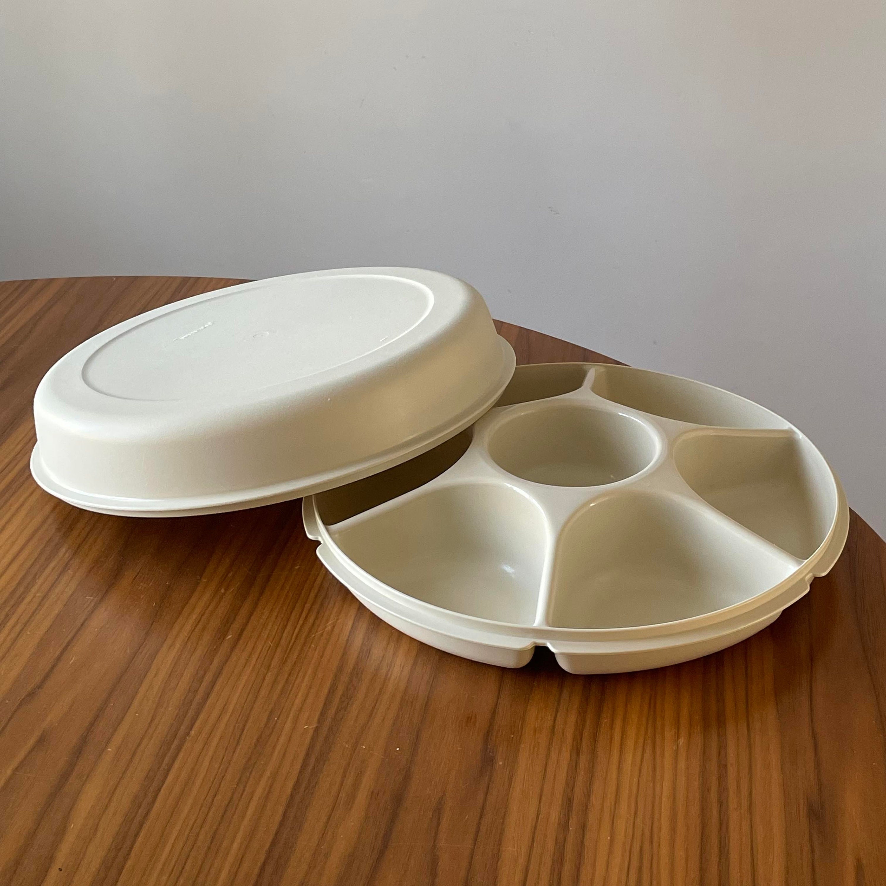 Storage Containers, Round Or Square Divided Serving Tray With Lid