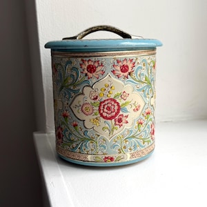 Daher Holland Vintage Canister Floral Chic Tin Box Container
