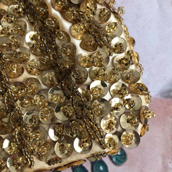 Gold Beaded Sequin Purse, Vintage Beaded Purse, V… - image 3