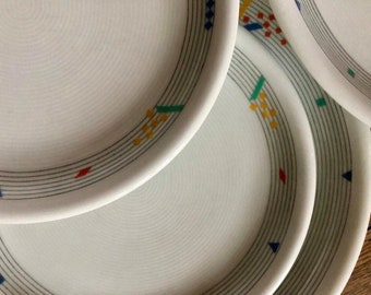 Thomas Germany Spülmaschinenfest Dinner Dishes and Salad Plates, 6 Pieces, Rare, Vintage, 1980s, Geometric