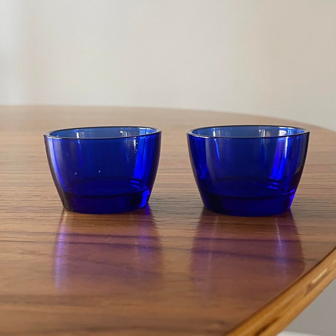 Vintage Cobalt Blue Glass Tea Light Candleholders Set of Two Etsy