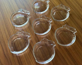 Hazel Atlas Orchard Ware PEACH Glass Coasters, Set of 7, Coasters, Ashtrays, Peach Decor