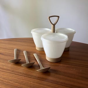 Vintage Tupperware Condiment Caddy, Set of 10, Cups, Vintage Caddy for Condiments, Toppings, Cocktail Garnishes