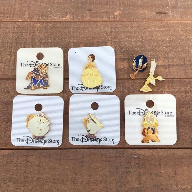 Vintage Beauty and the Beast Pin Set, Disney Collectible Souvenir