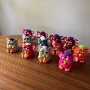 Vintage Furby McDonald&#39;s Toys, Lot of 12, 1998, Plastic Furby, Mini Furby, Hot Pink Furby Toy, Plastic Toy, Furby Toy, Collectible