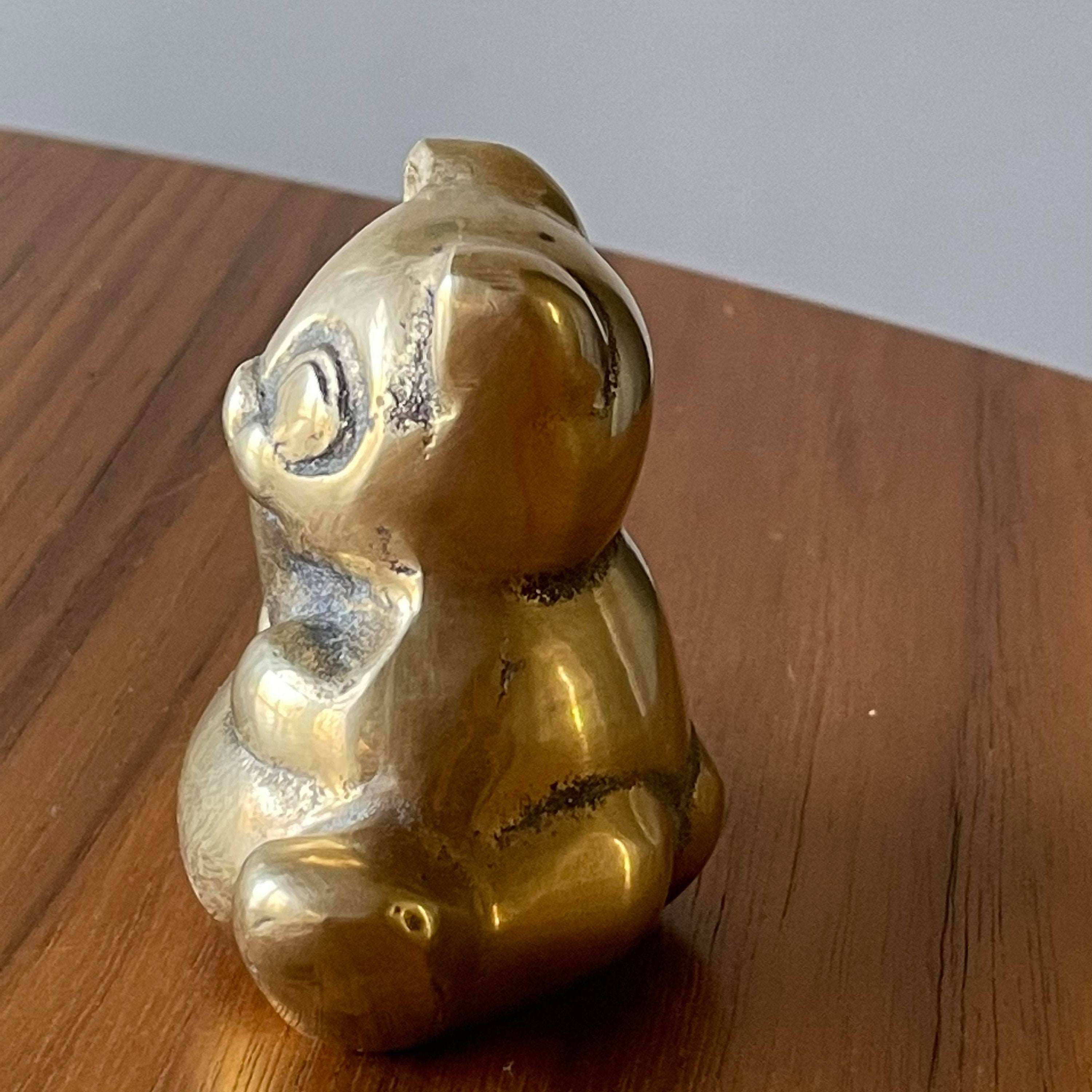 Brass Panda Bear, Vintage Brass Decor, Vintage Brass, Miniature
