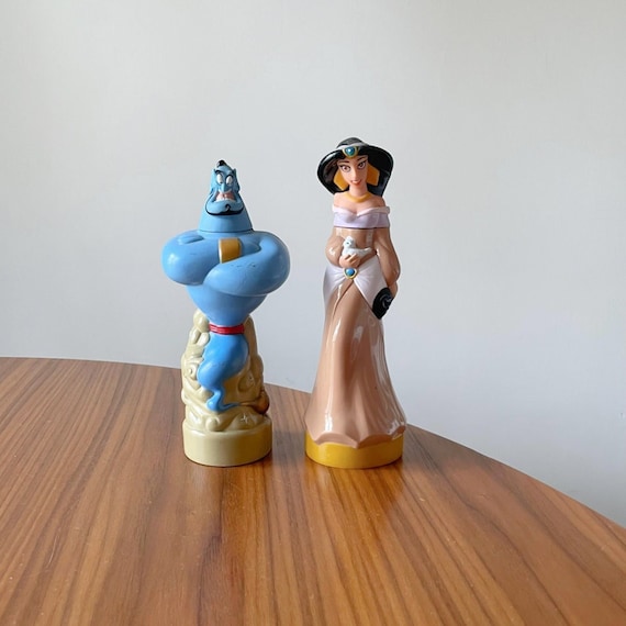 Vintage Jasmine and Genie Bath Bottles, Set of Two, Aladdin, 1990s 