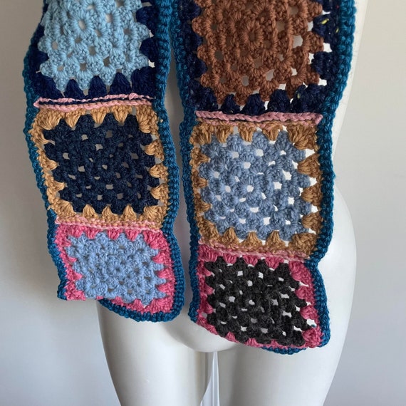 Vintage Granny Square Scarf, Granny Squares, Vint… - image 5